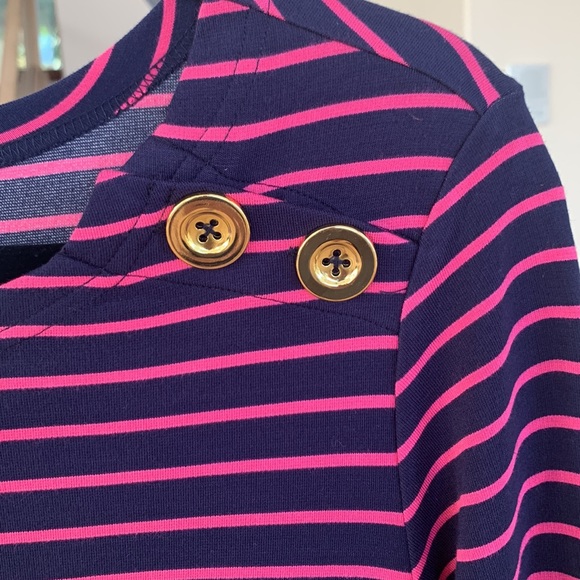 NWT Sail to Sable sz XS navy and pink striped very soft knit dress - Picture 4 of 10